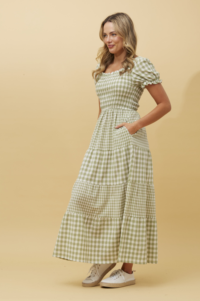 Reid Maxi Dress - Brown Gingham main image 0
