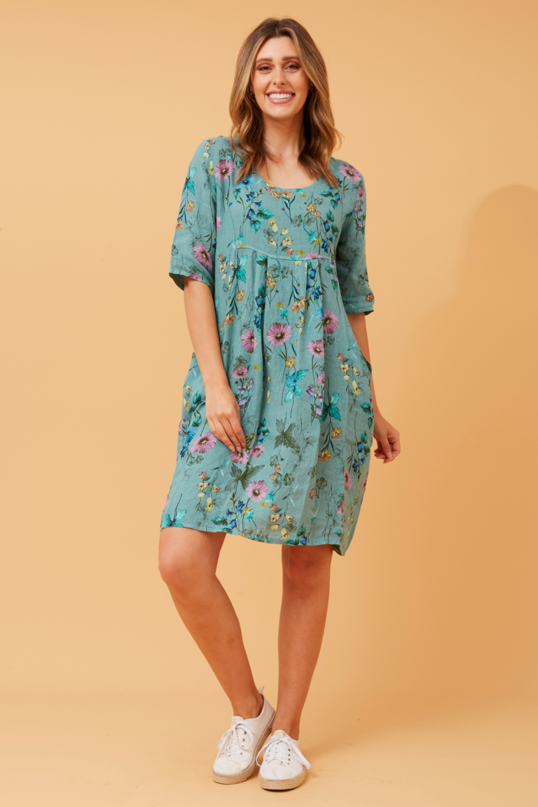 PISA FLORA LINEN DRESS